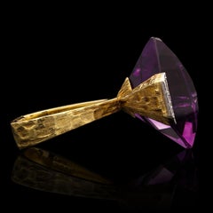 Grima Stylish Vintage Amethyst Diamond Gold Ring, 1971