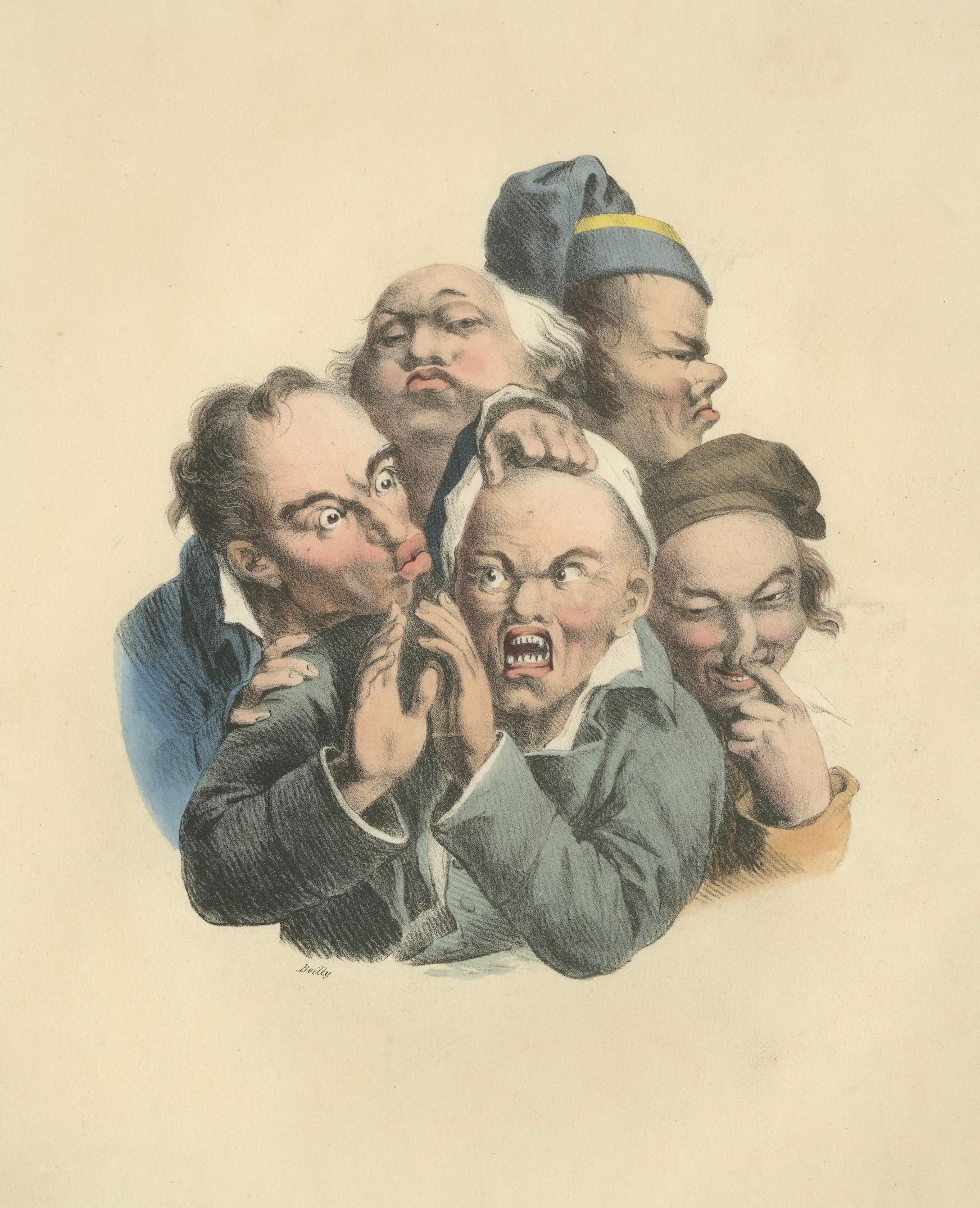 Grimaces Pl. 1 – Boilly Study of Male Emotions, Physiognomic Satire, c.1823