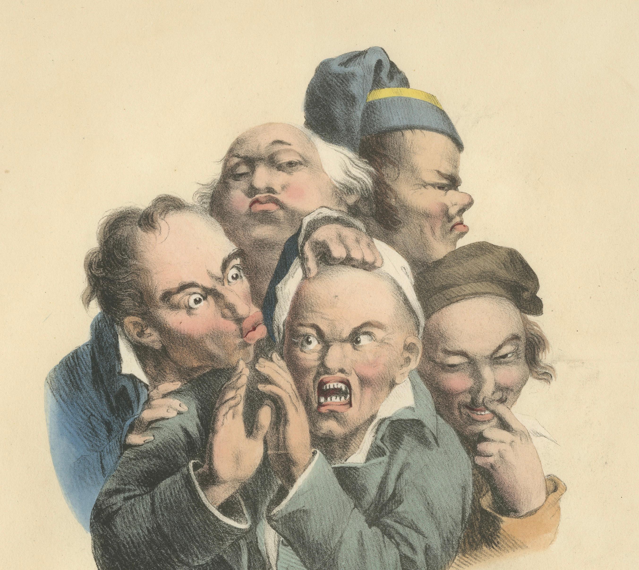Grimaces Pl. 1 – Boilly Study of Male Emotions, Physiognomic Satire, c.1823