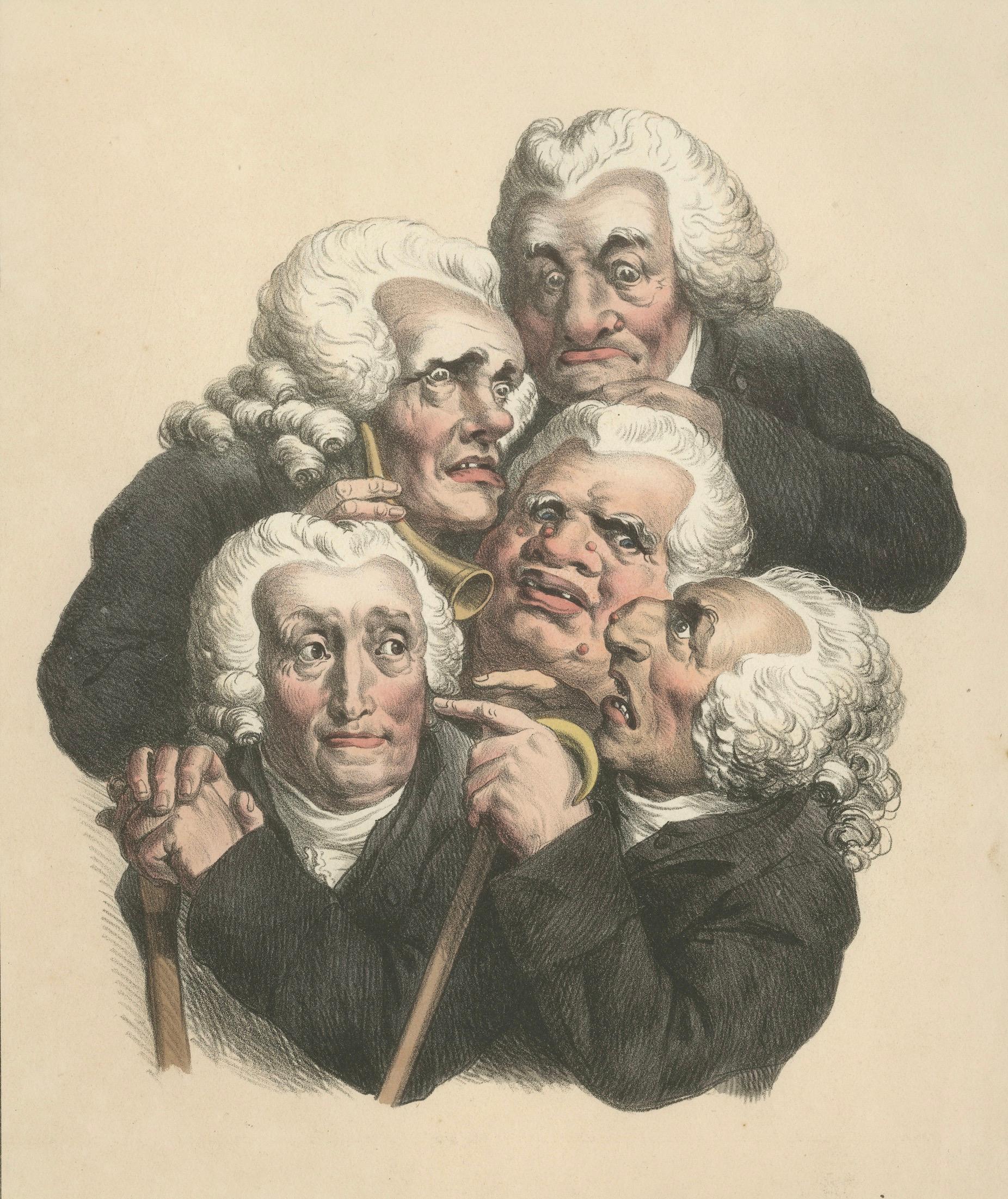Grimaces Pl. 2 – Boilly Study of Female Emotions, Physiognomic Satire, ca.1823