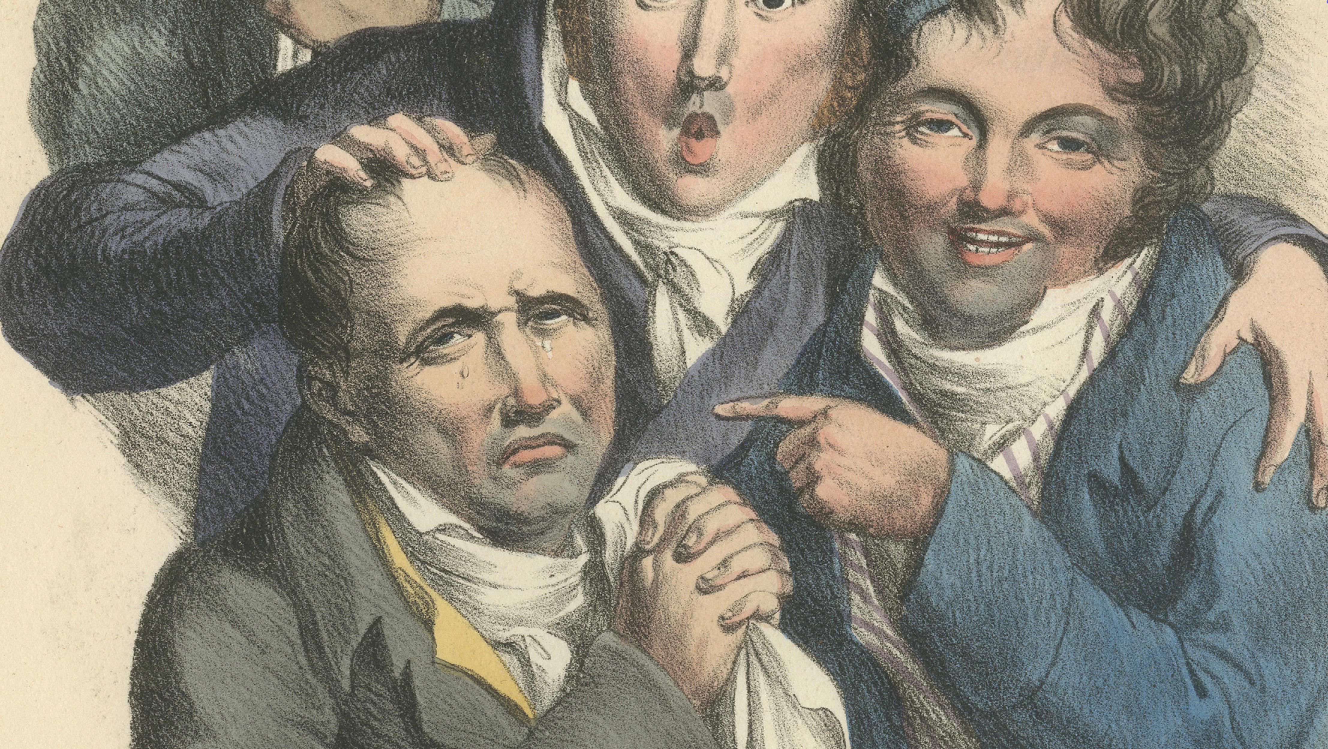 Grimaces Pl. 2 – Female Emotions, Satirical Lithograph, Circa 1823