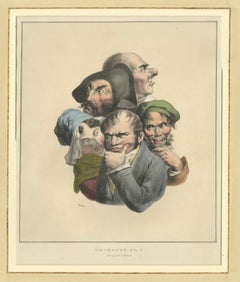 Grimaces Plate 4: Satirical Lithograph of Male & Female Expressions, ca.1823