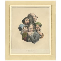 Grimaces Plate 4: Satirical Lithograph of Male 
Female Expressions, ca.1823