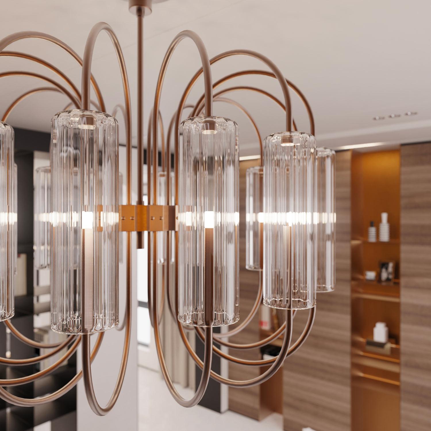 Italian GRIMANI Lampadario Moderno 14 Luci in Vetro di Murano – Design Contemporaneo in vendita