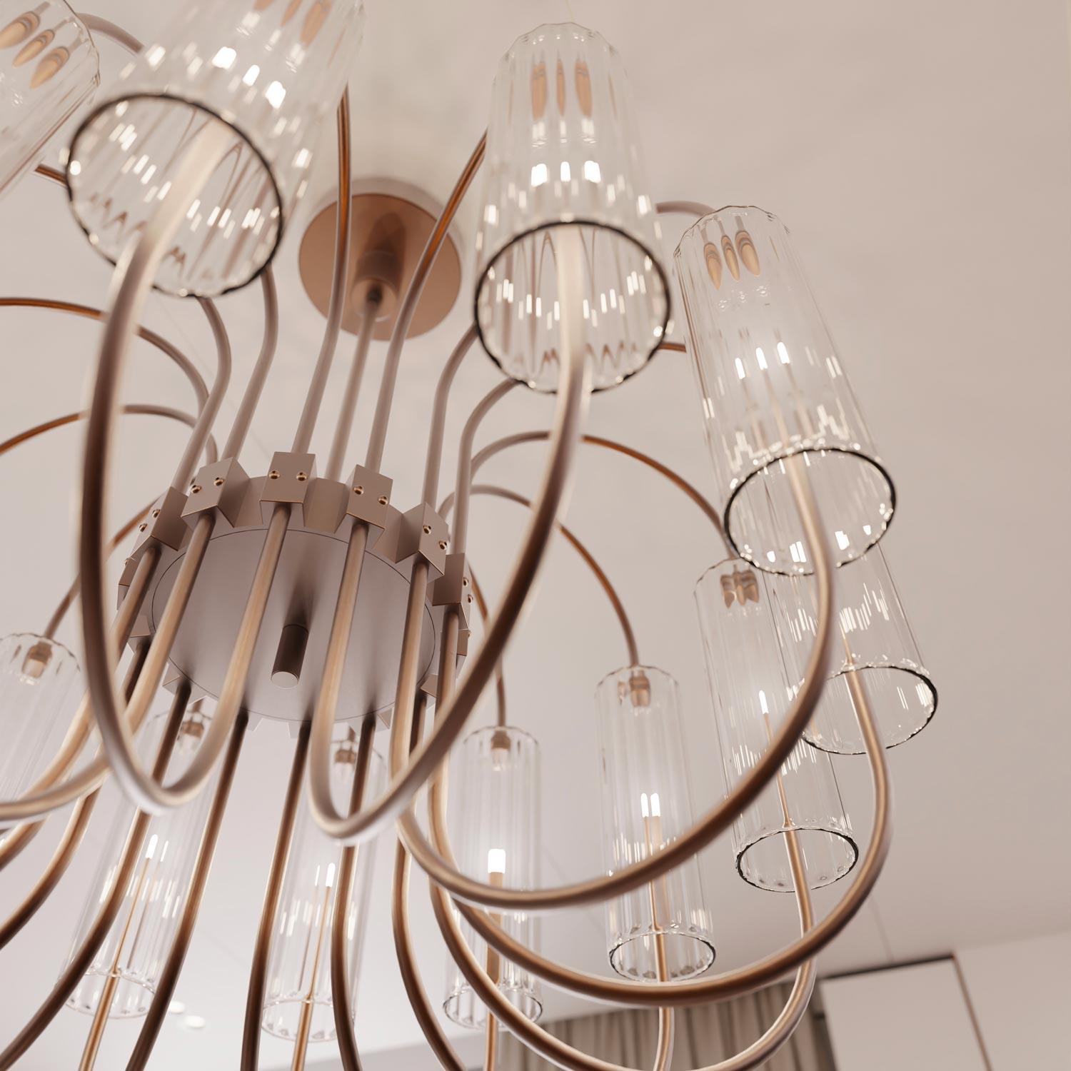 Periodo contemporaneo GRIMANI Lampadario Moderno 14 Luci in Vetro di Murano – Design Contemporaneo in vendita