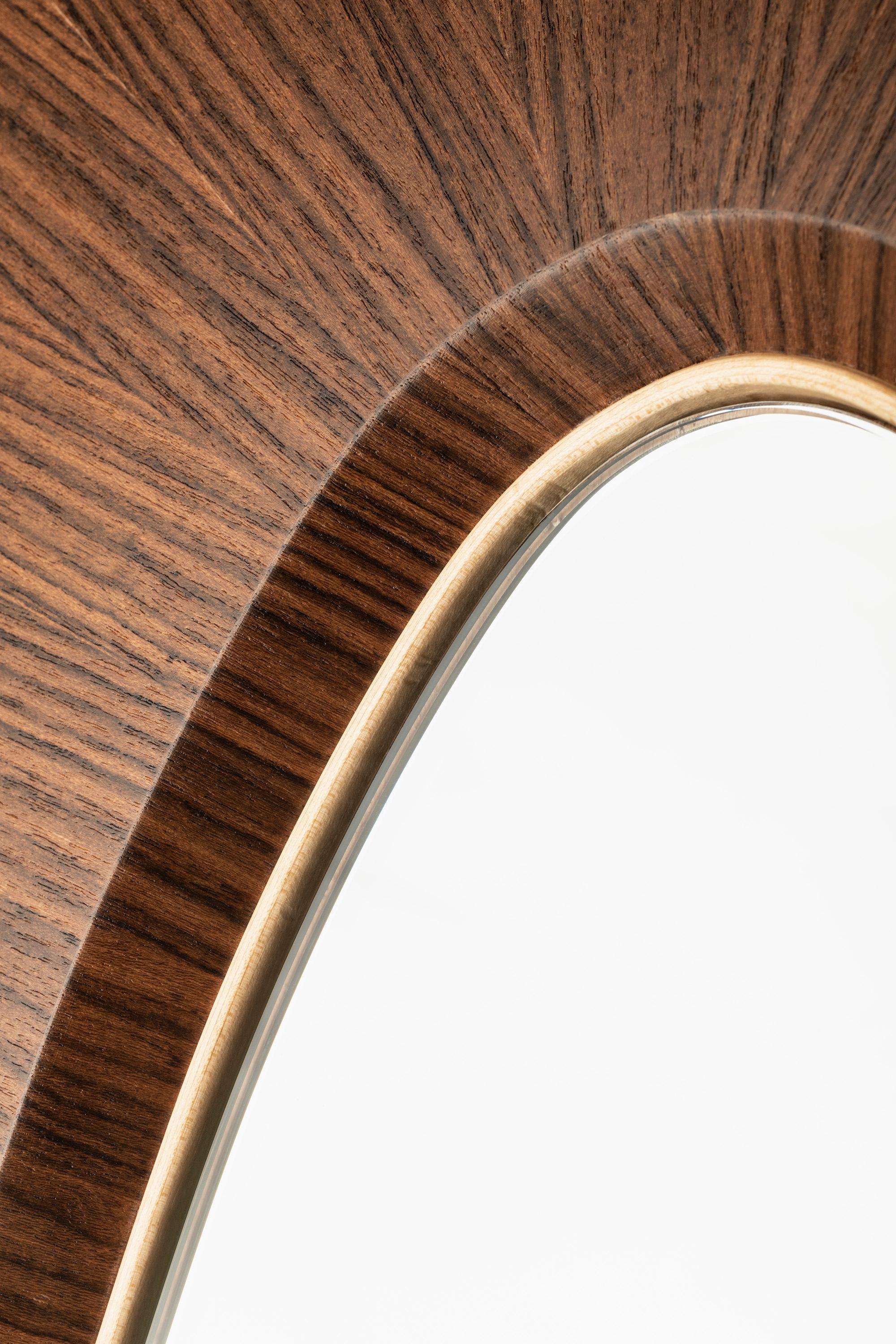 Modern Grimilde Walnut and Glass Floor Mirror by Giordano Viganò and Simone Crestani For Sale
