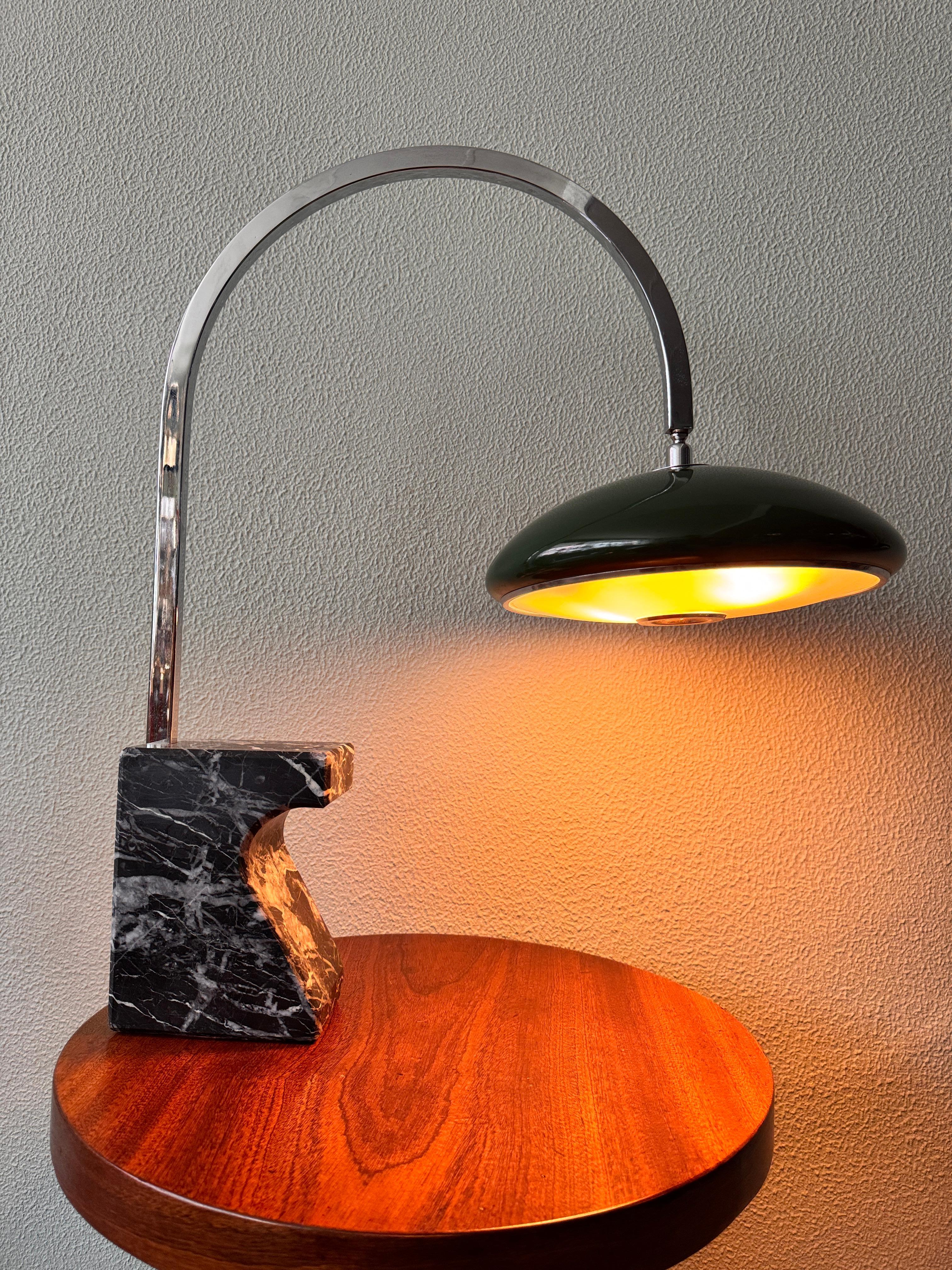 Mid-Century Spanish Chrome Arc Table Lamp with Marble Base by Grin Luz, 1960s For Sale 4