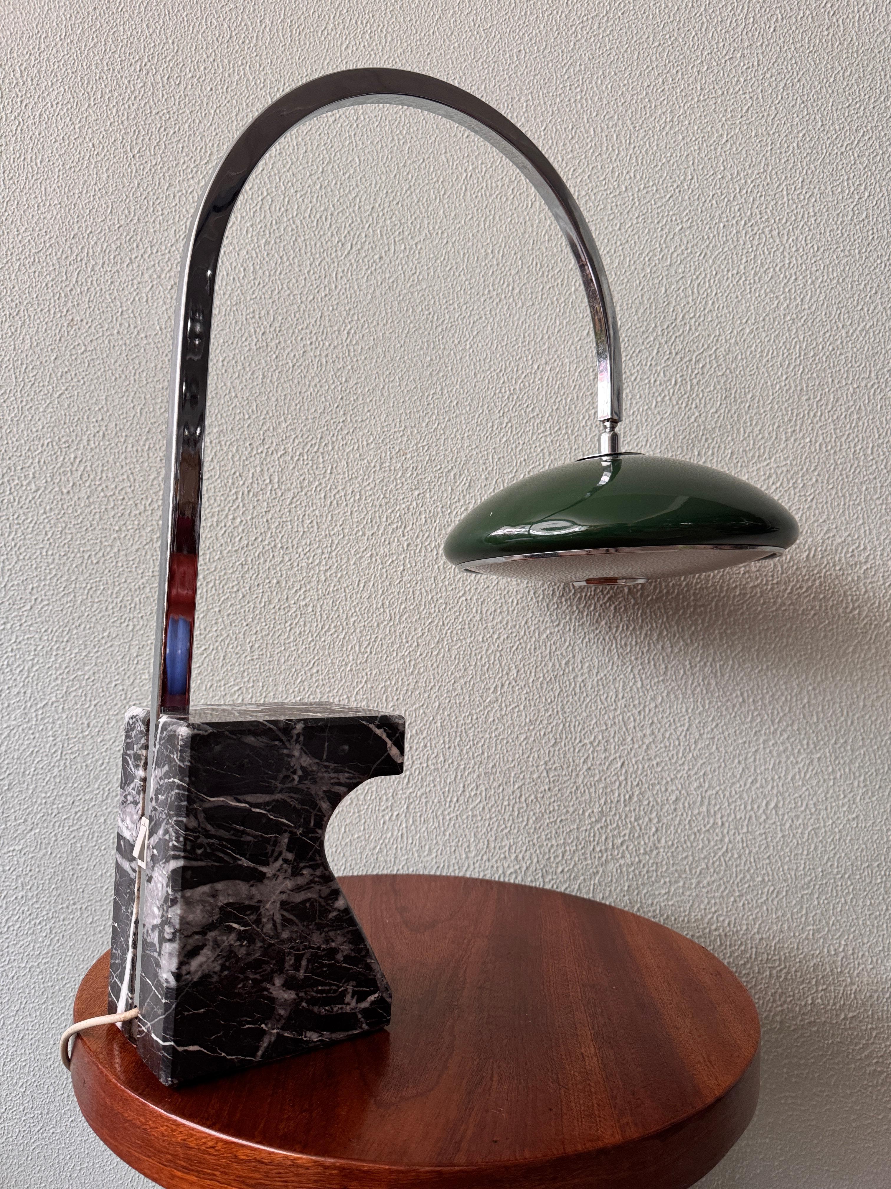 Mid-Century Spanish Chrome Arc Table Lamp with Marble Base by Grin Luz, 1960s For Sale 5