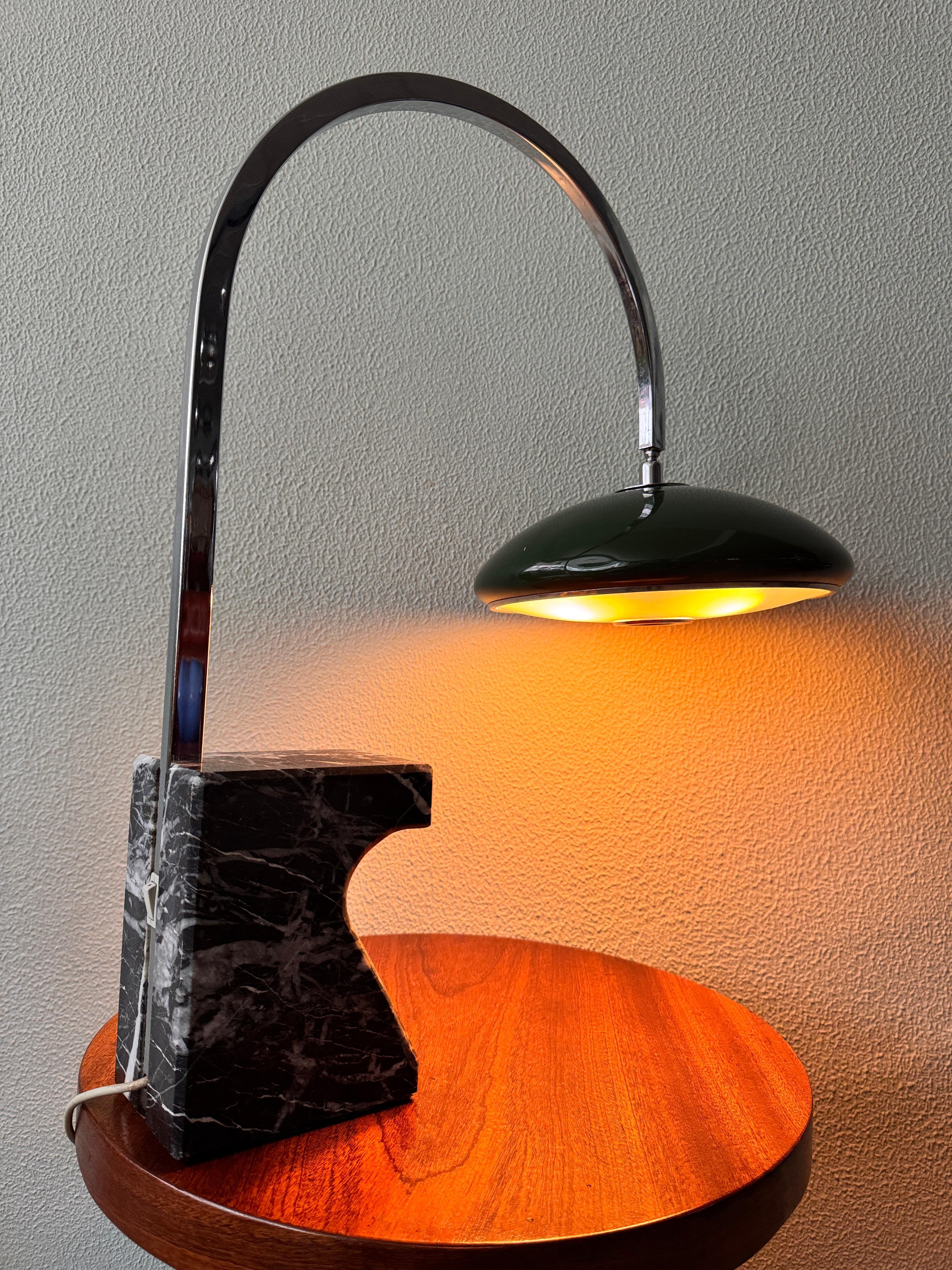 Mid-Century Spanish Chrome Arc Table Lamp with Marble Base by Grin Luz, 1960s For Sale 6