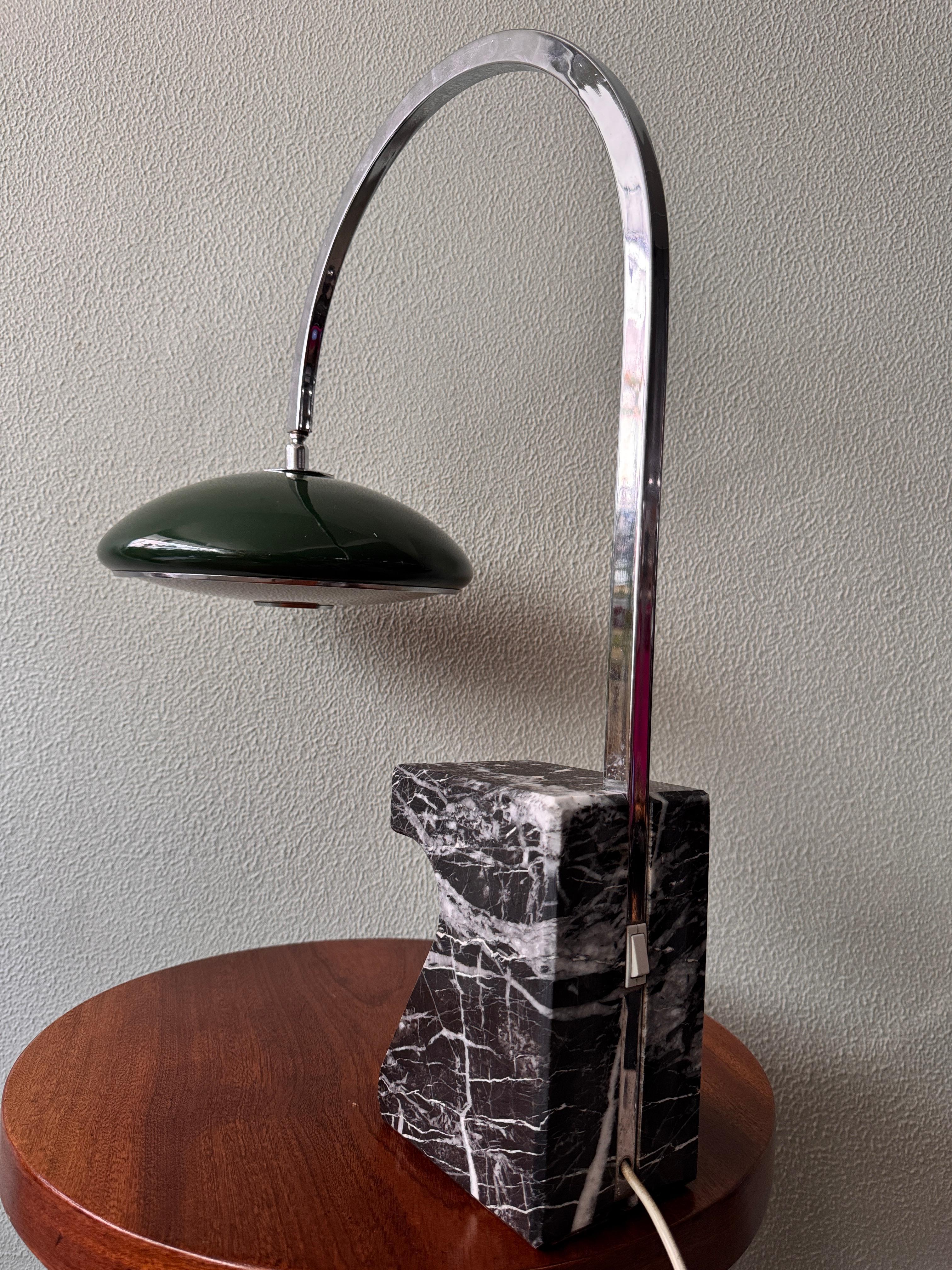 Mid-Century Spanish Chrome Arc Table Lamp with Marble Base by Grin Luz, 1960s For Sale 7