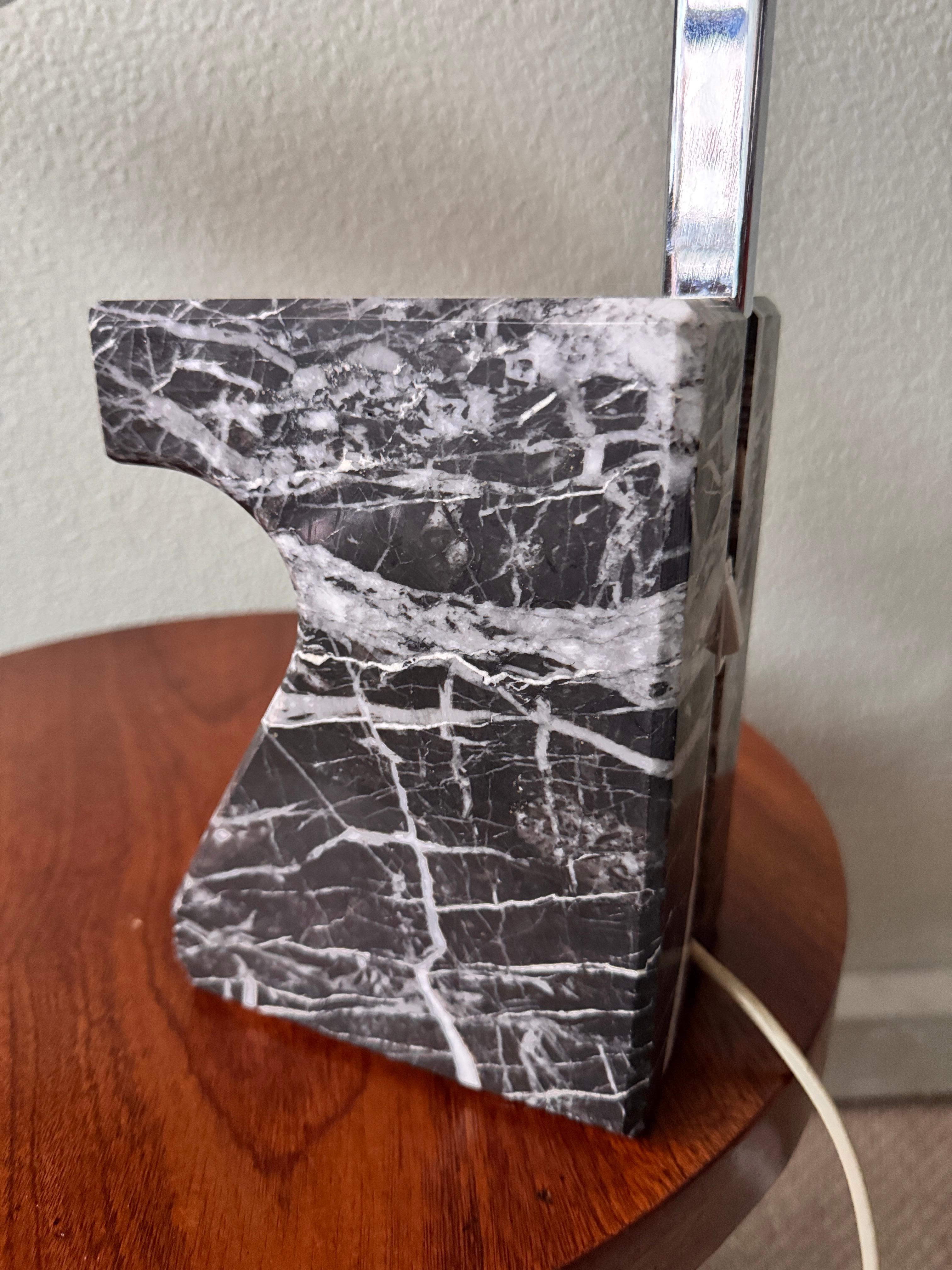 Mid-Century Spanish Chrome Arc Table Lamp with Marble Base by Grin Luz, 1960s For Sale 8