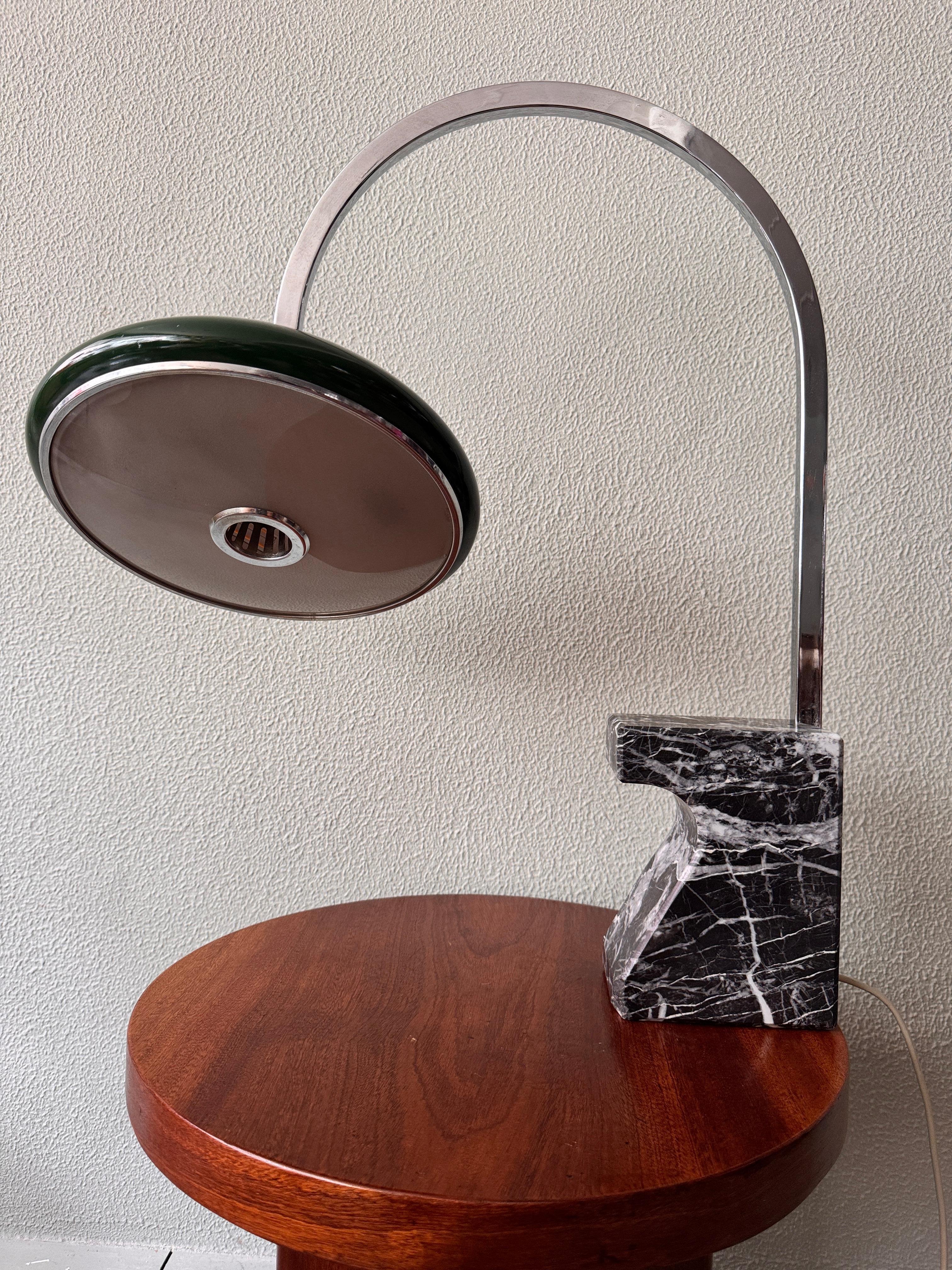 Mid-Century Modern Mid-Century Spanish Chrome Arc Table Lamp with Marble Base by Grin Luz, 1960s For Sale