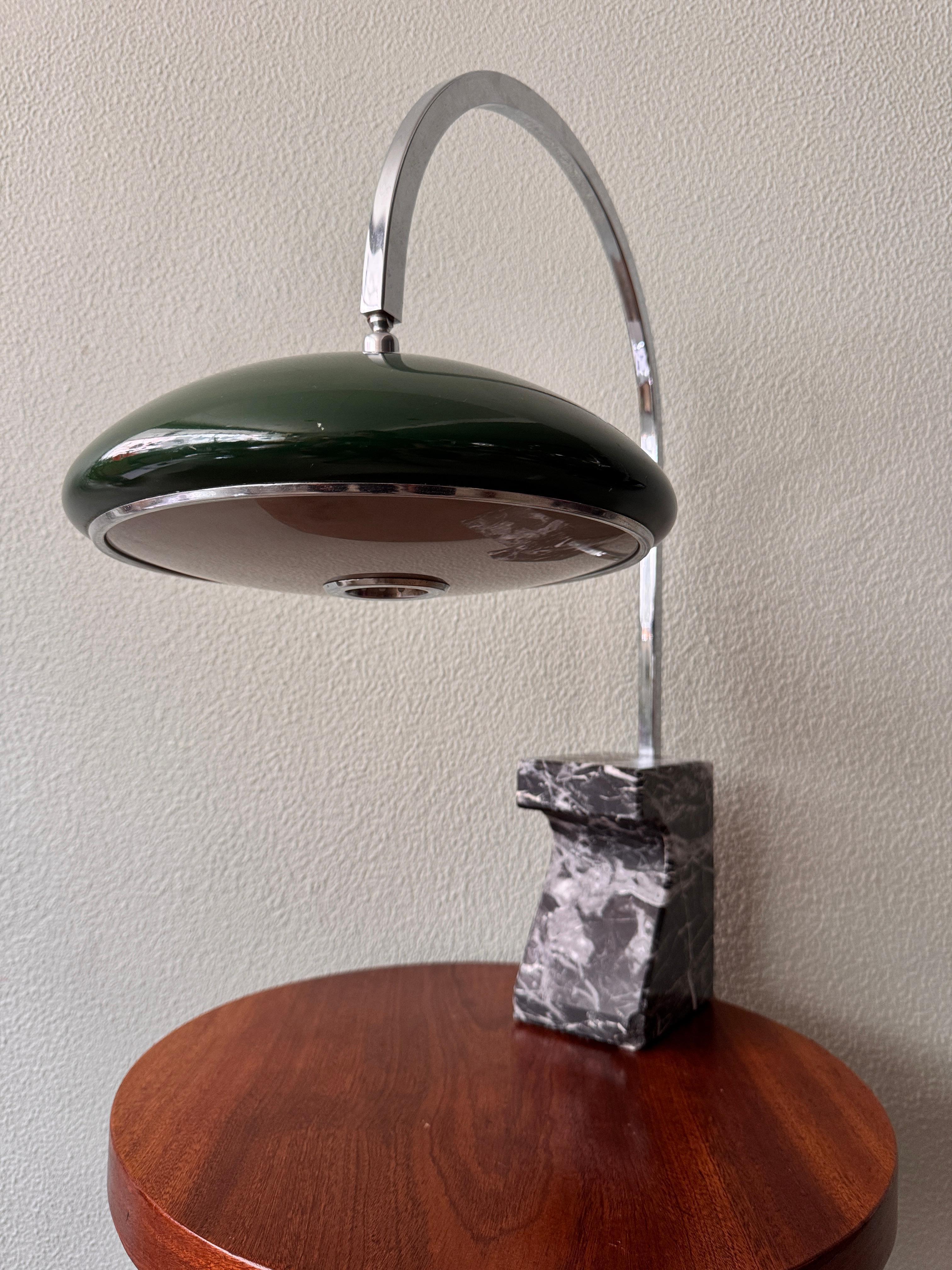 Mid-20th Century Mid-Century Spanish Chrome Arc Table Lamp with Marble Base by Grin Luz, 1960s For Sale