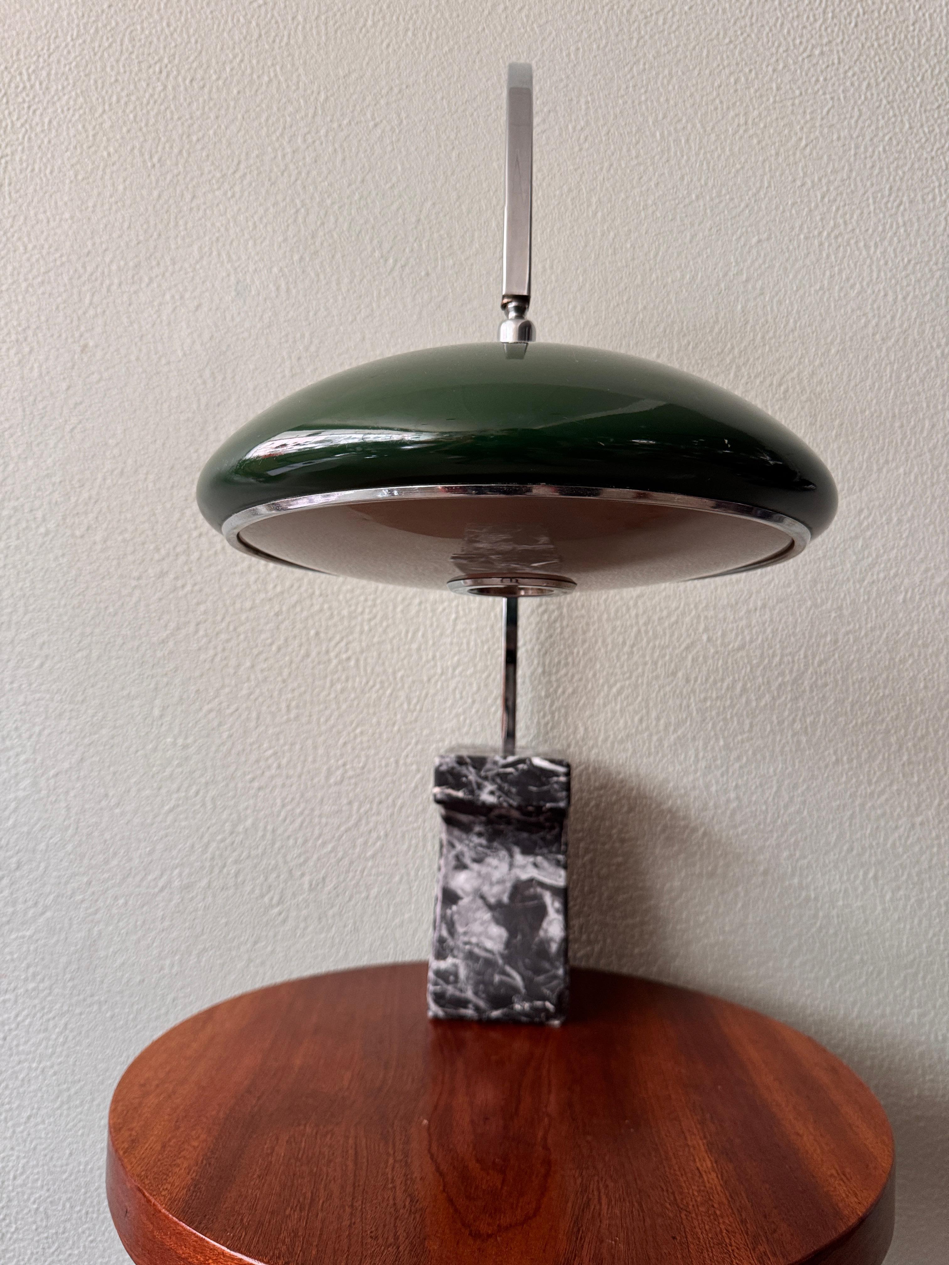 Mid-Century Spanish Chrome Arc Table Lamp with Marble Base by Grin Luz, 1960s For Sale 1