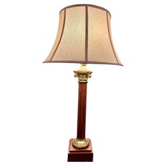 Griotte Marble and Bronze Neo Classical Column Lamp