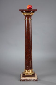 Griotte Marble and Gilt Bronze Column