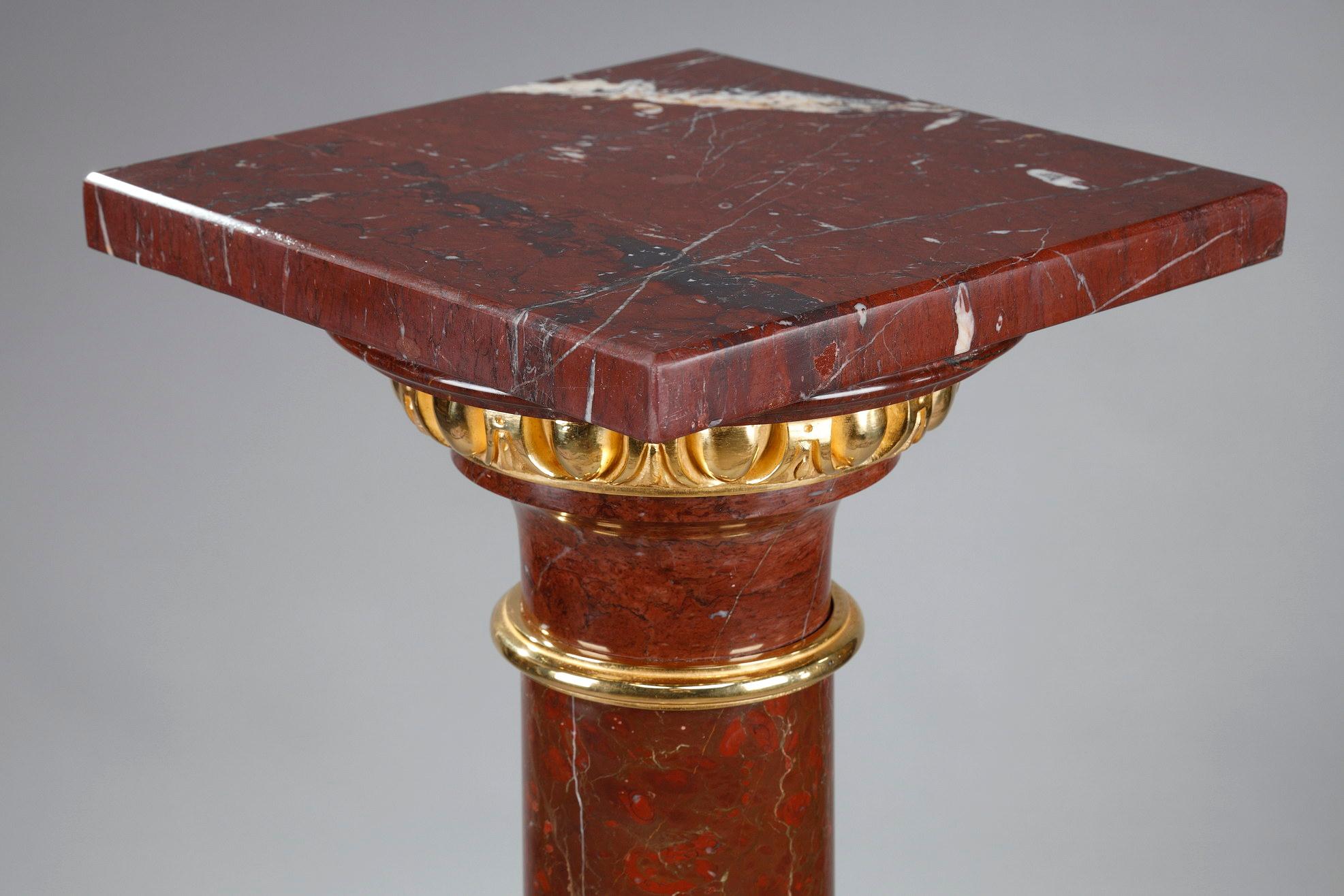Griotte Marble and Gilt Bronze Column For Sale 1