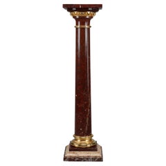 Griotte Marble and Gilt Bronze Column