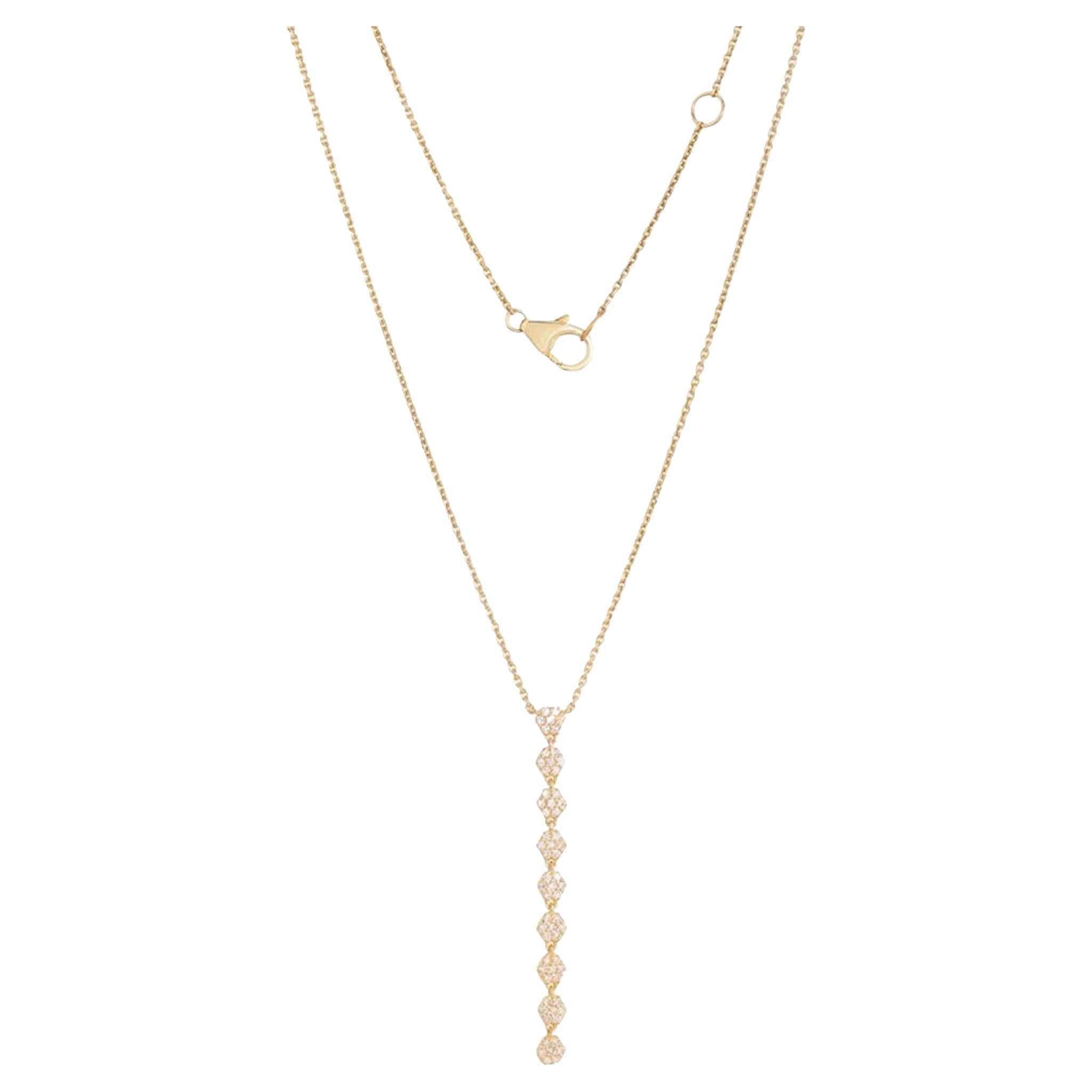 0.20ct Diamond Grip 14K Yellow Gold Lariat Necklace