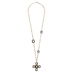 gripoix Black and white Cross long necklace 