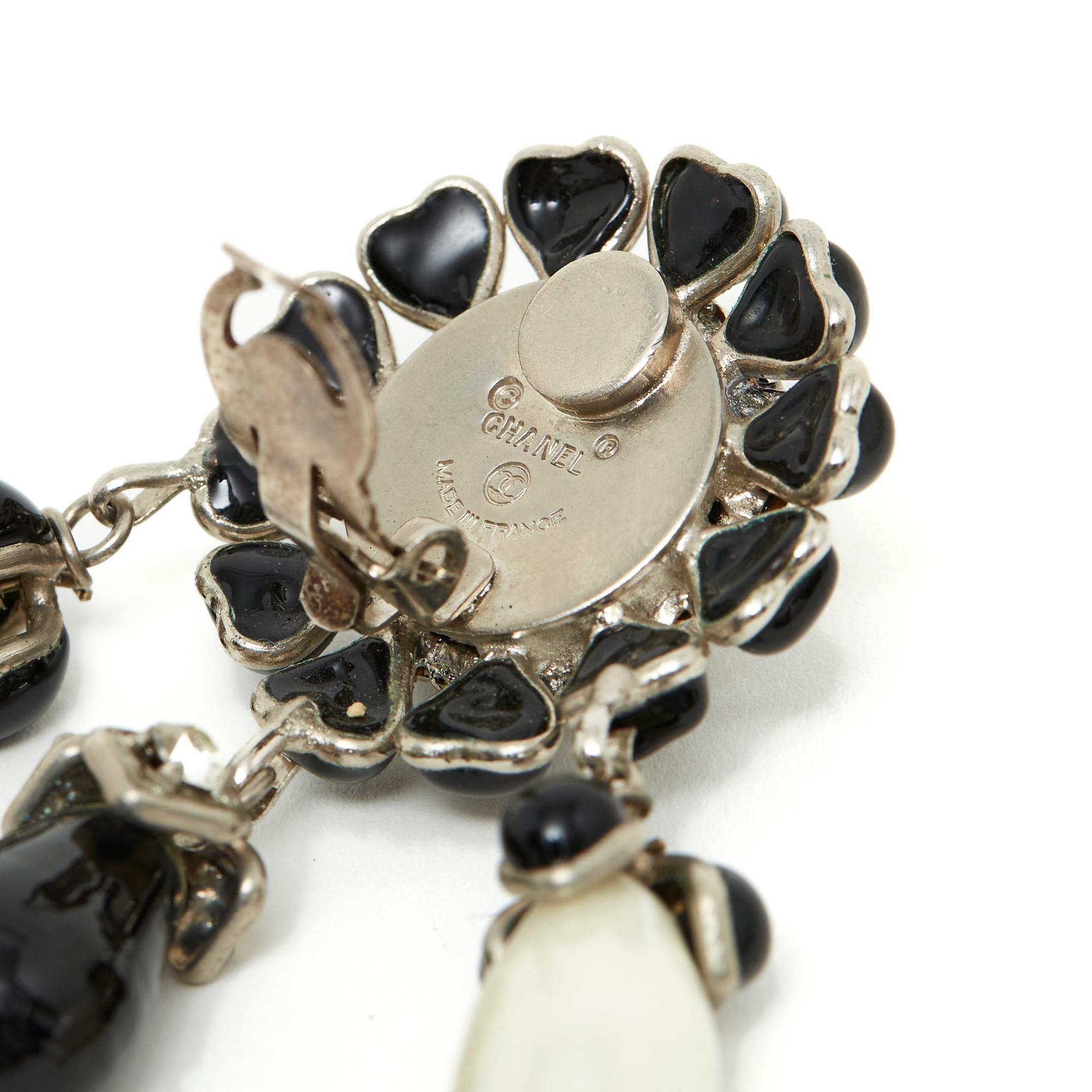 Gripoix Boucles d'oreilles Chanel Haute Couture perles de verre strass Clips   Unisexe en vente