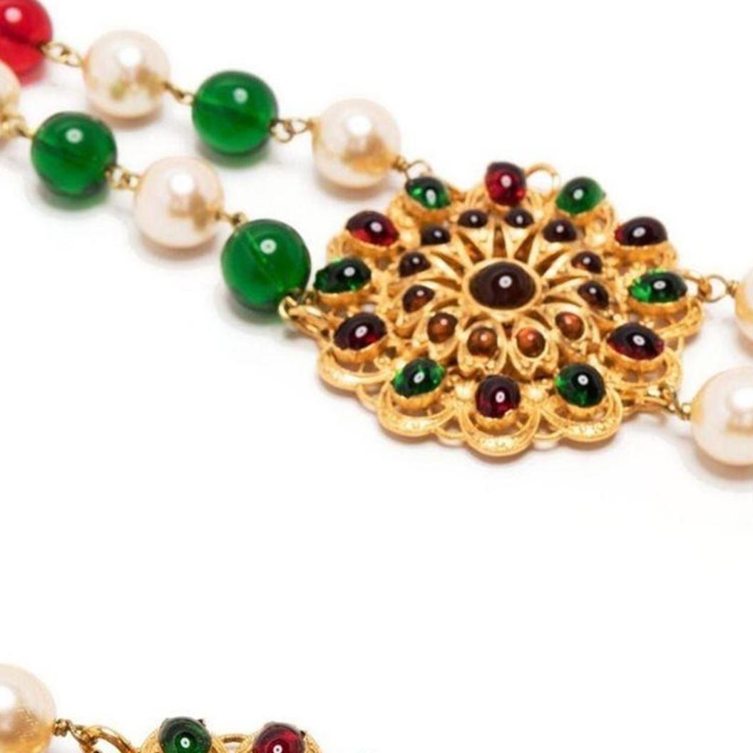  Gripoix Collier floral à double brin de perles et perles perlées Pour femmes 