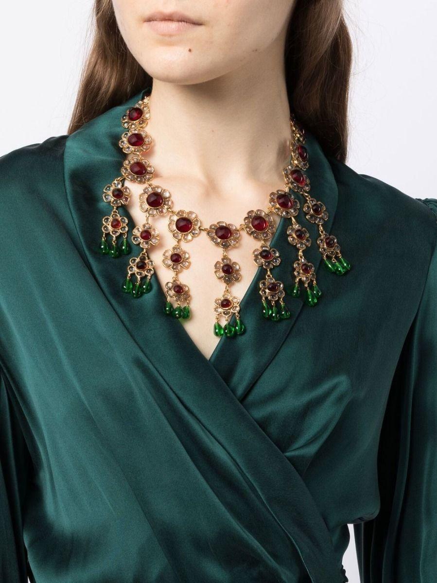 Women's Gripoix Floral Motif Drape Necklace 