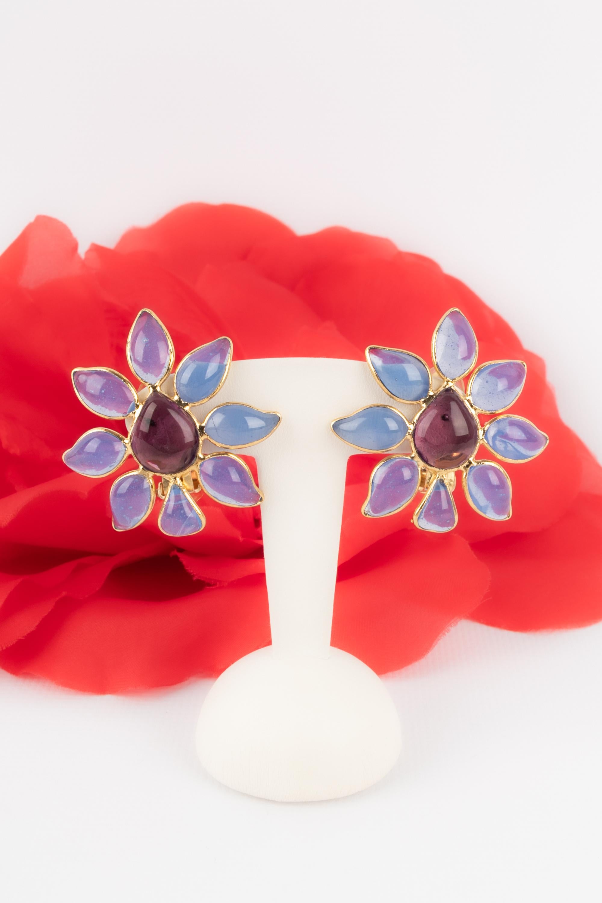 Gripoix flower earrings In Good Condition For Sale In SAINT-OUEN-SUR-SEINE, FR