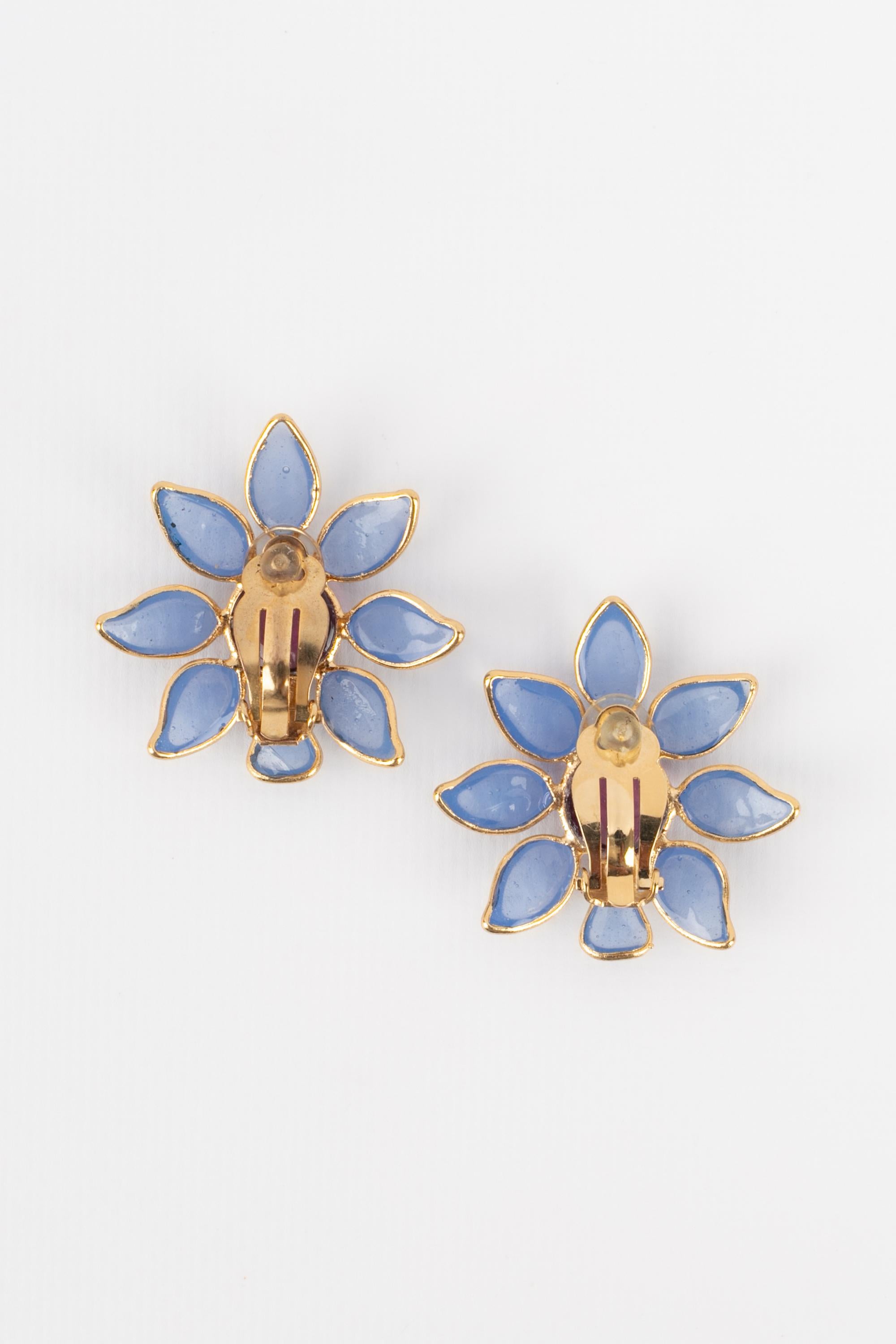 Gripoix flower earrings For Sale 1