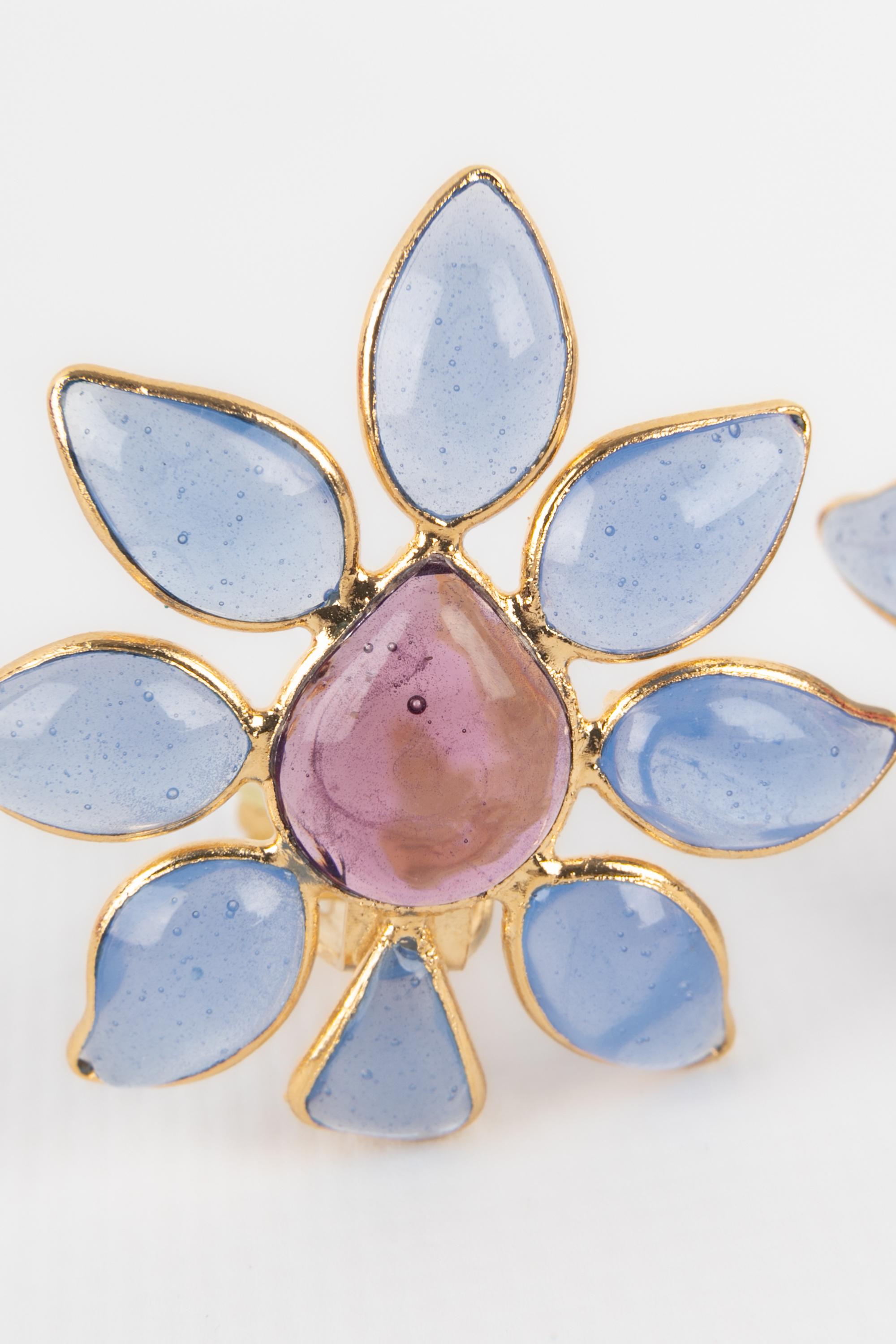 Gripoix flower earrings For Sale 2