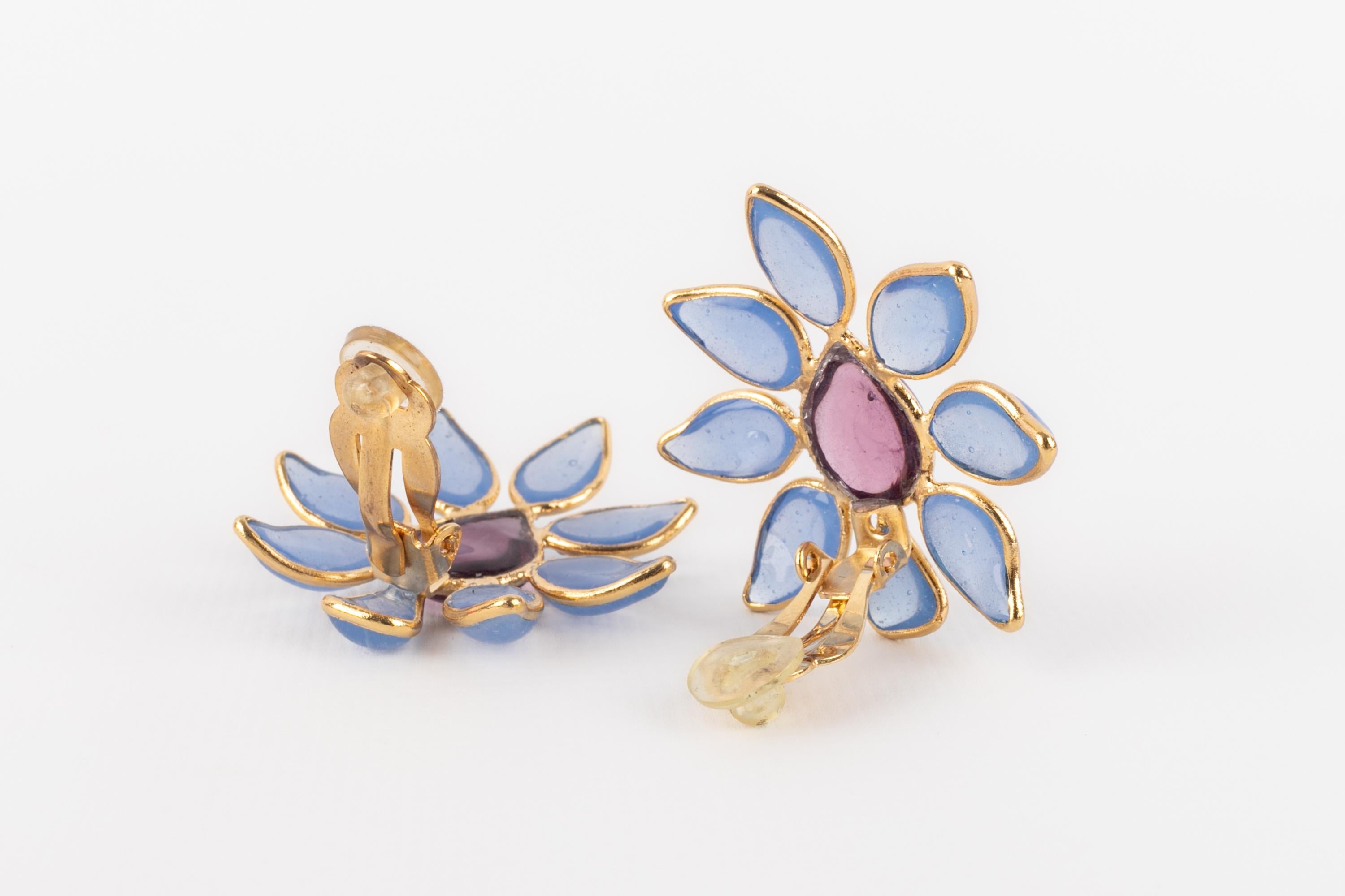Gripoix flower earrings For Sale 3