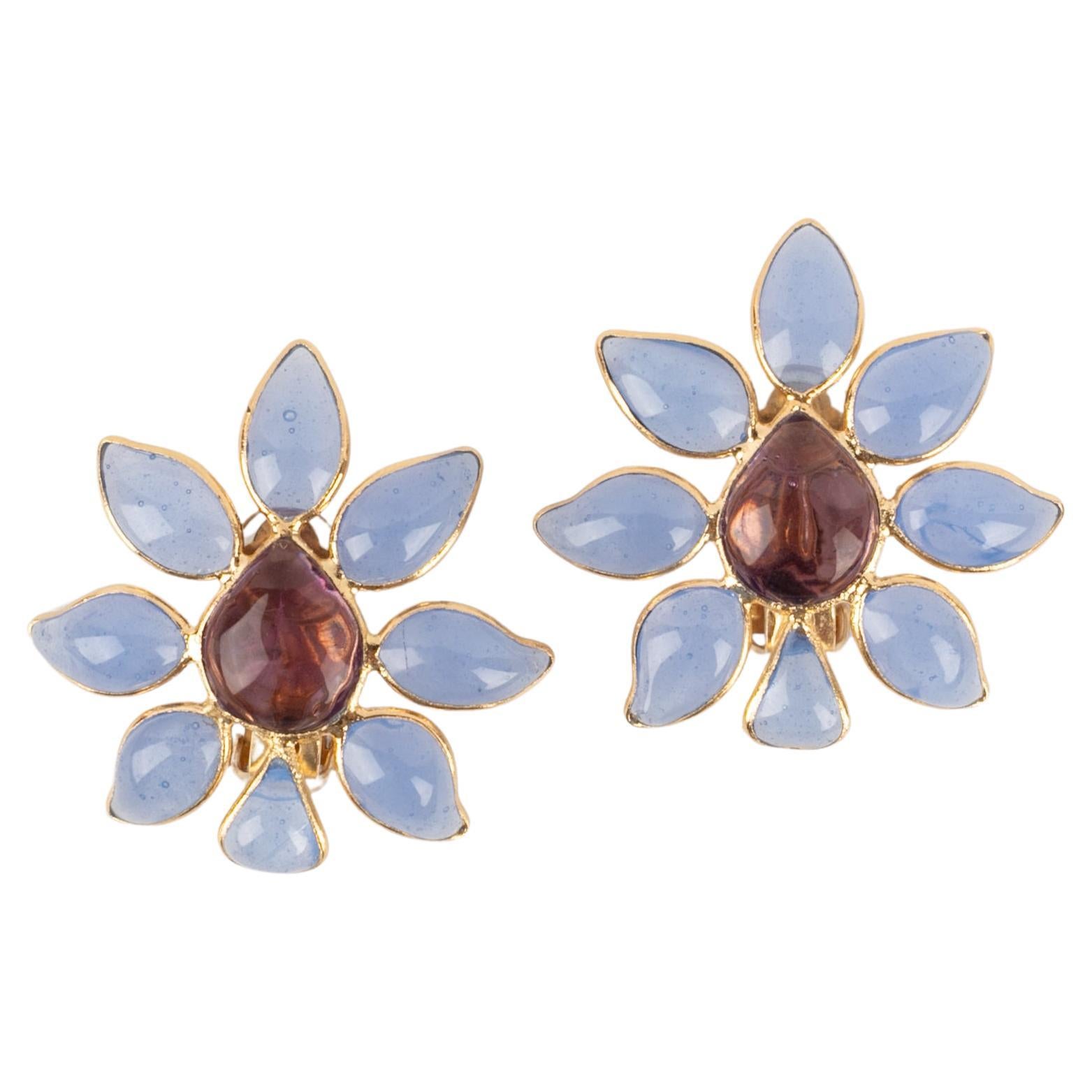 Gripoix flower earrings For Sale