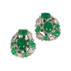 Gripoix for Chanel Silvery Metal Earrings