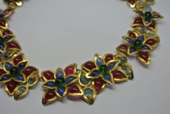 Gripoix for YSL Yves Saint Laurent blue/red flower necklace
