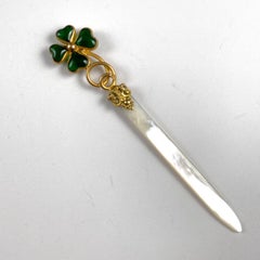 Gripoix Glass four leaf clover Book Mark with M.O.P
