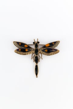 Gripoix glass paste dragonfly brooch