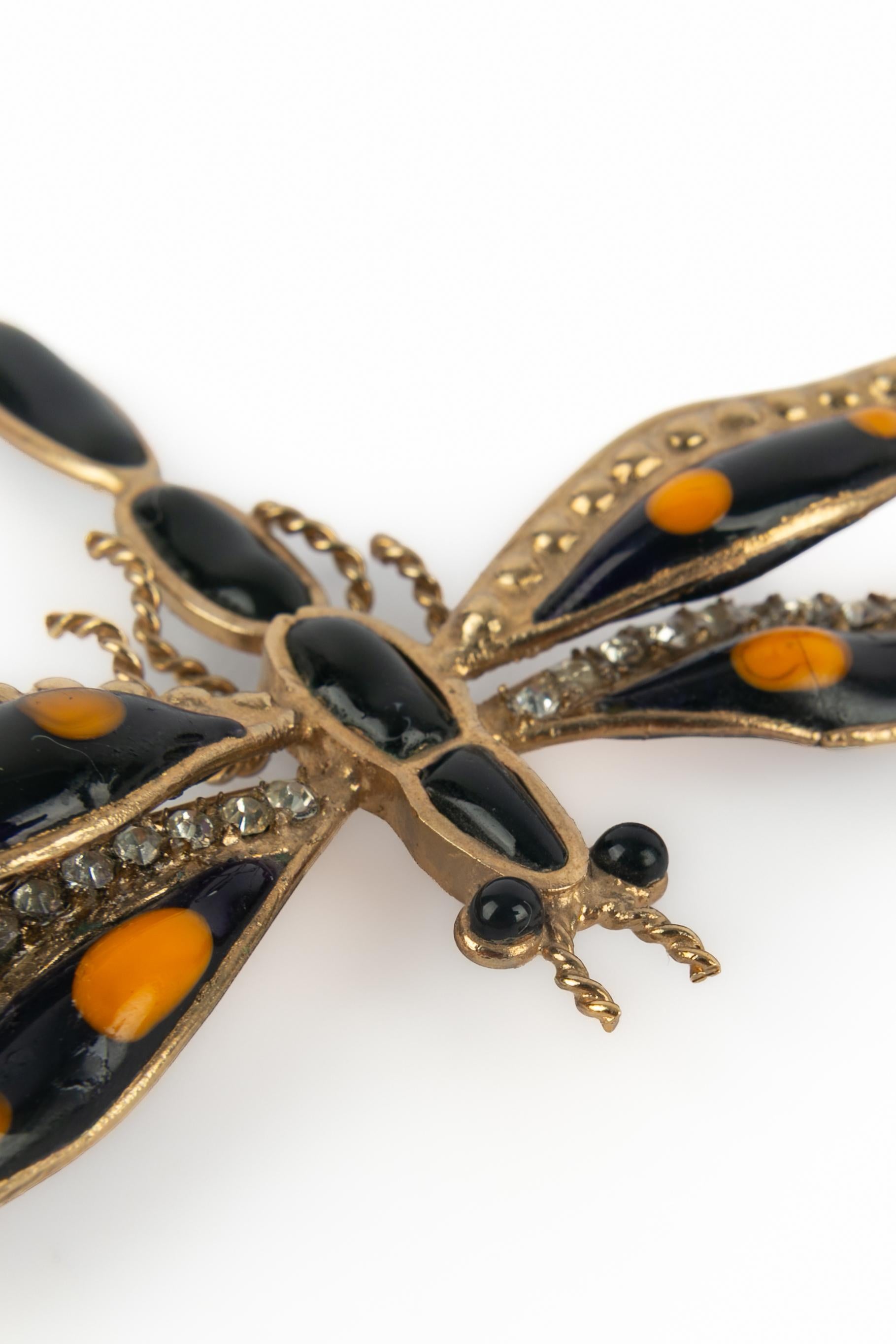 Broche libellule en pâte de verre Gripoix en vente 1