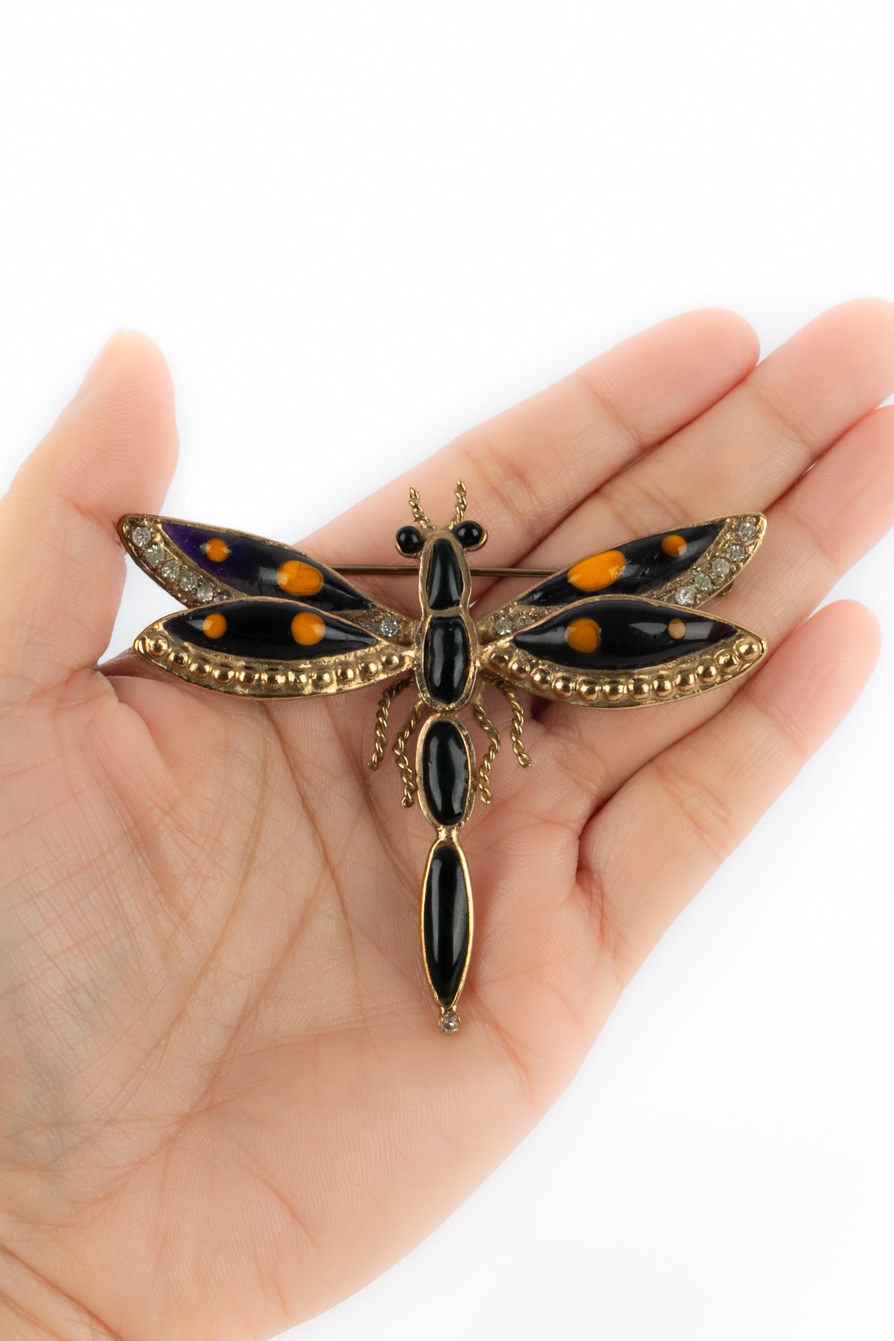 Broche libellule en pâte de verre Gripoix en vente 3