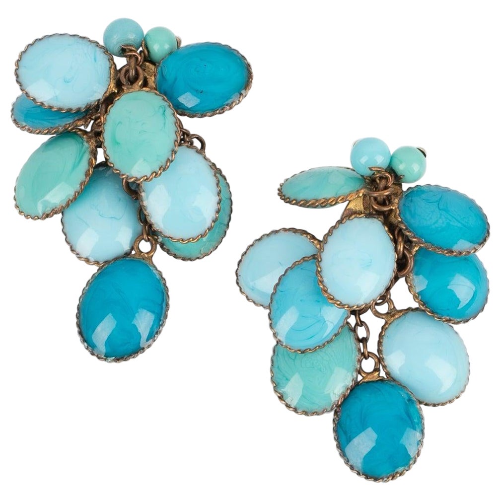 Boucles d'oreilles en pâte de verre Gripoix