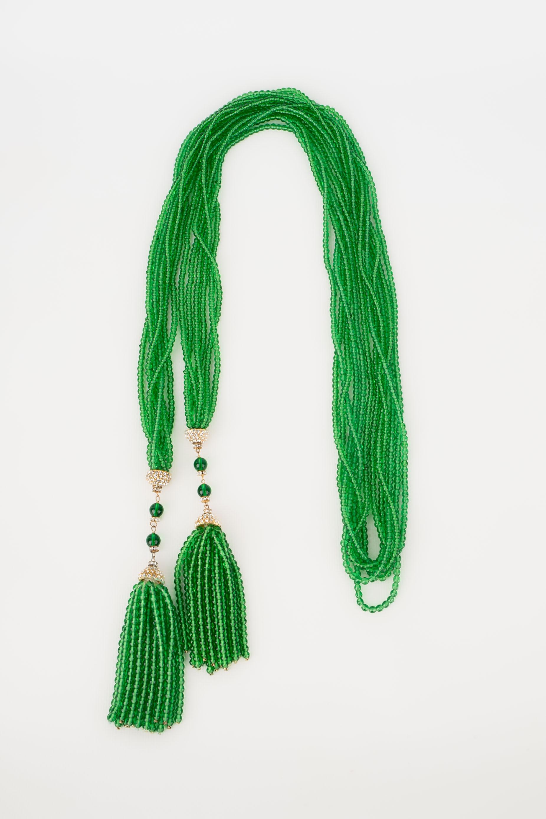Collana in pasta di vetro verde Greene & Greene In condizioni ottime in vendita a SAINT-OUEN-SUR-SEINE, FR