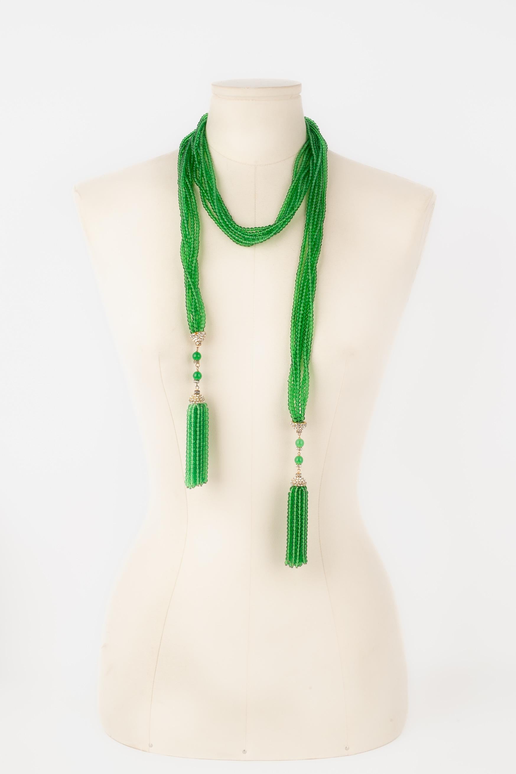Collana in pasta di vetro verde Greene & Greene in vendita 3
