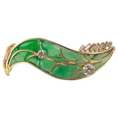 Gripoix Leaf Brooch in Golden Metal