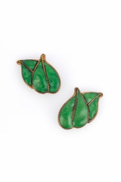 Vintage Gripoix leave earrings