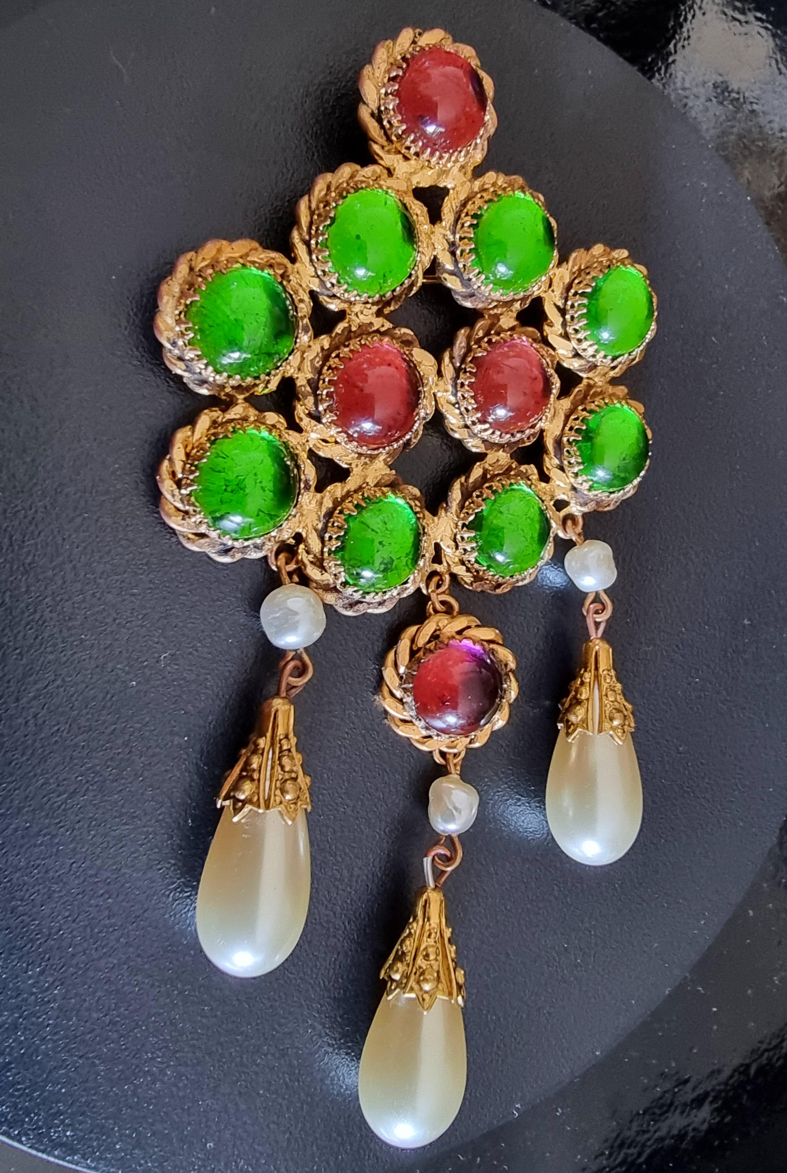 GRIPOIX, Magnificent Large old BROOCH, Rare, vintage For Sale 3