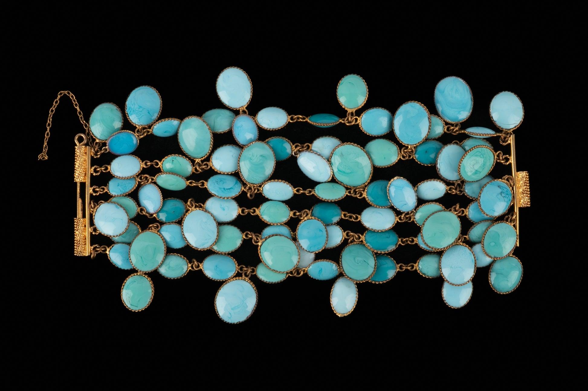 Bracciale Gripoix a più file in metallo dorato antico In condizioni buone in vendita a SAINT-OUEN-SUR-SEINE, FR