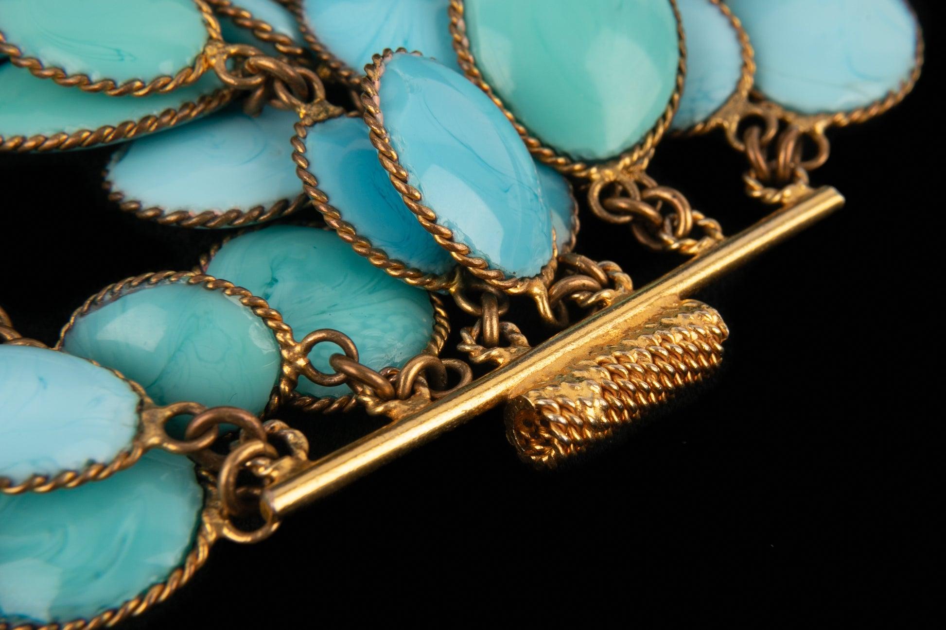 Bracciale Gripoix a più file in metallo dorato antico in vendita 1