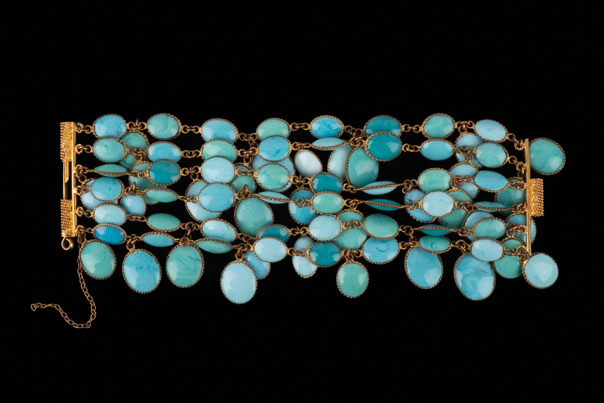 Bracciale Gripoix a più file in metallo dorato antico in vendita 3