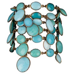 Gripoix Multi-row Golden Metal Antique Bracelet
