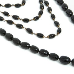 Gripoix Paris 2000er Collier X 2 Sautoirs Schwarze Glas String-Halskette x2
