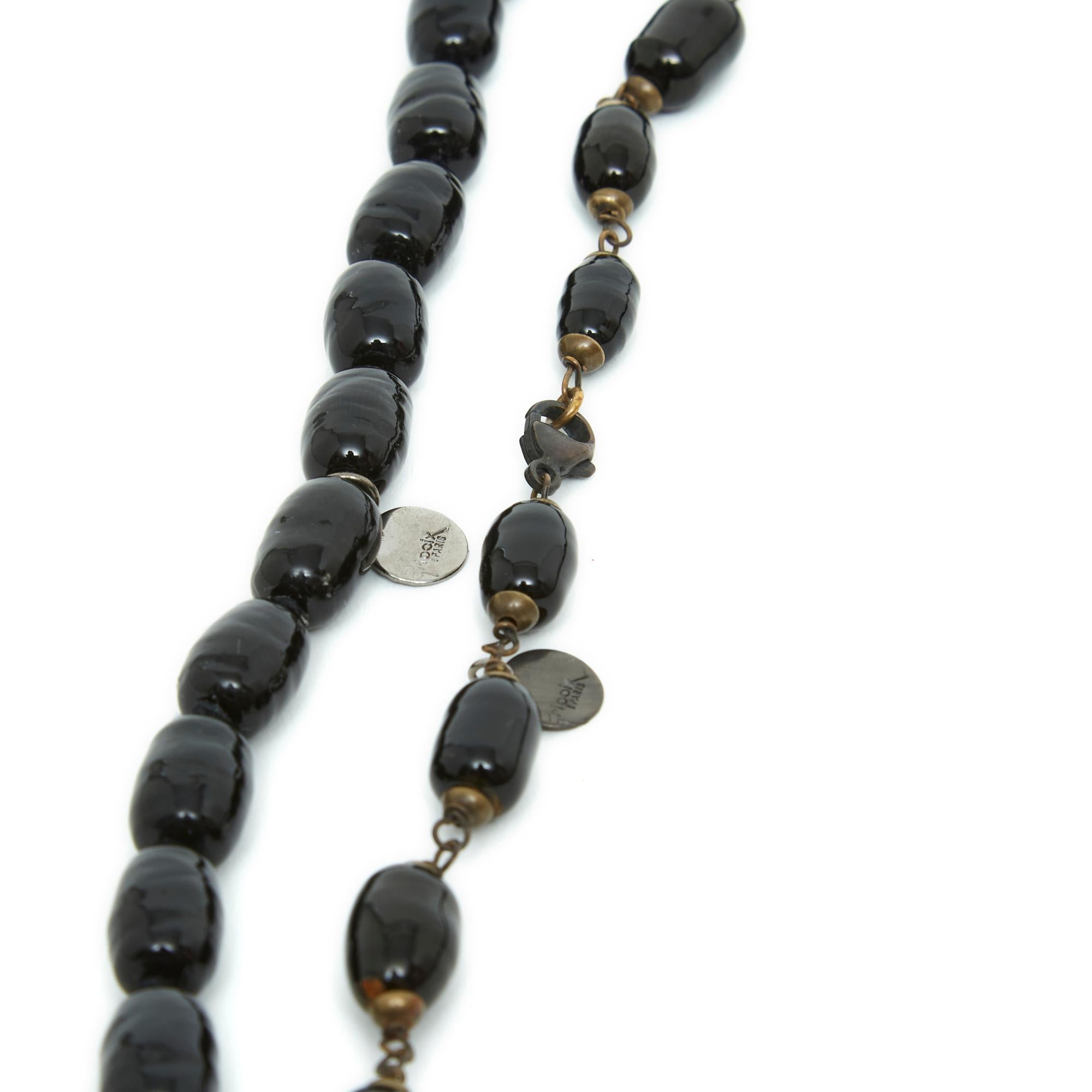 Gripoix Paris 2000s Collier X 2 Sautoirs Black Glass String Necklace x2 In Excellent Condition For Sale In PARIS, FR